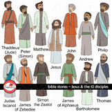 Bible Stories: Jesus & the 12 Disciples Clipart Set by Pop