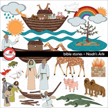 Preview of Bible Stories: Noah's Ark Clipart Set by Poppydreamz Biblical Sunday School