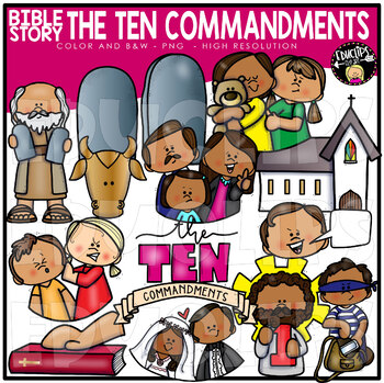 Preview of Bible Story - The Ten Commandments Clip Art Set {Educlips Clipart}
