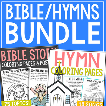 Preview of Bible Story and Hymn Coloring Pages & Posters | Church Activity BUNDLE