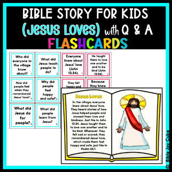 Preview of Bible Story for Kids with Questions & Answers Flashcards (Jesus Loves)