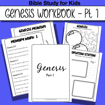 Preview of Bible Study Workbook for Kids - Genesis Part 1 (Chapters 1-21)