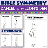 Bible Symmetry Coloring Worksheets | Daniel and the Lion's Den