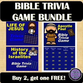Preview of Bible Trivia Game Bundle - Buy 2, get one FREE