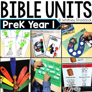 Preview of Preschool Bible Lessons for Sunday School Christian Education PreK Year 1 BUNDLE