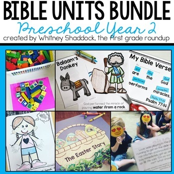 Preview of Preschool Bible Lessons and Sunday School Units for Year 2 BUNDLE
