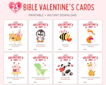 Preview of Bible Valentines, Christian Valentines, Bible Valentine Cards for Kids