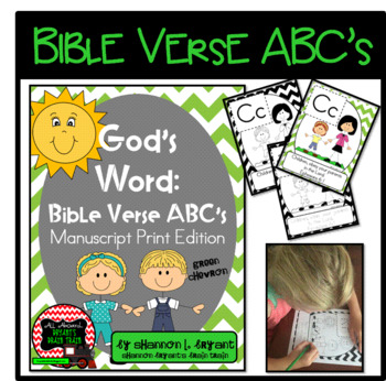 Preview of Bible Verse ABC's (God's Word Green Chevron, Manuscript Print Edition)