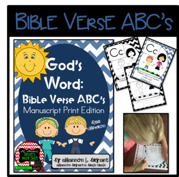 Preview of Bible Verse ABC's (God's Word Nautical Blue Chevron, Manuscript Print Edition)
