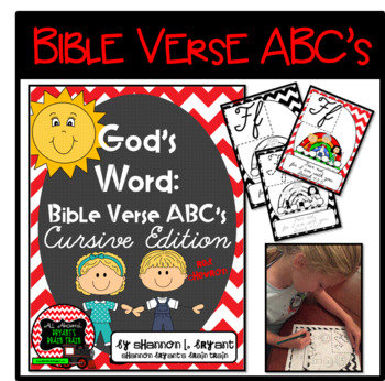Preview of Bible Verse ABC's (God's Word Red Chevron, Cursive Edition)