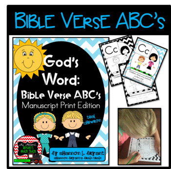Preview of Bible Verse ABC's (God's Word Teal Chevron, Manuscript Print Edition)