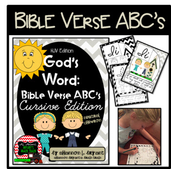 Preview of Bible Verse ABC's KJV (God's Word {Farmhouse} Neutral Chevron, Cursive Edition)