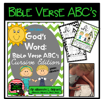 Preview of Bible Verse ABC's KJV (God's Word Green Chevron, Cursive Edition)
