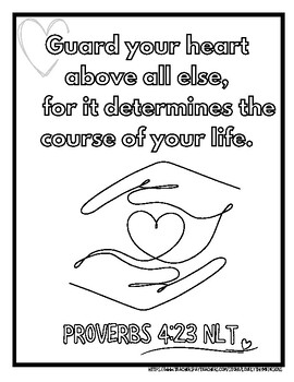 Preview of Bible Verse Coloring Page Proverbs 4:23 NLT