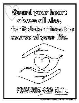 Bible Verse Coloring Page Proverbs 4:23 NLT by LovelyThymeDesigns