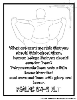 Preview of Bible Verse Coloring Page Psalms 8:4-5 NLT