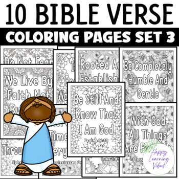 Bible Verse Coloring Pages Set 3, Christian Bible Study by Happy ...