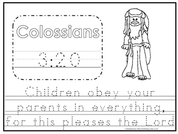 bible verse colossians 320 tracing worksheet preschool
