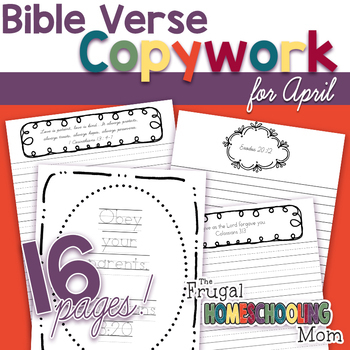 Preview of April Bible Verse Copywork: "Family" - Themed