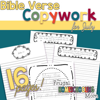 Preview of July Bible Verse Copywork: "Trusting in God" - Themed