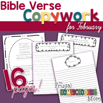 Preview of February Bible Verse Copywork: "Love" - Themed