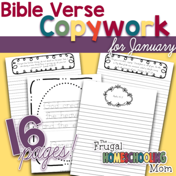 Preview of January Bible Verse Copywork: "New Beginnings" - Themed