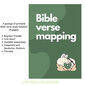 Preview of Bible Verse Mapping Template: Green,Cute. Friendly, Beginner [Printable/Digital]