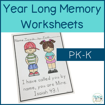 Preview of Bible Verse Memory Activities Year Long Worksheets for Preschool