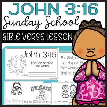 Preview of Bible Lesson John 3:16 Mini Book Preschool Christian Church Easter Verse