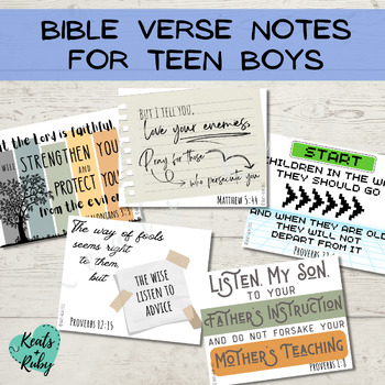 Preview of Bible Verse Notes for Teen Boys - Scripture Cards