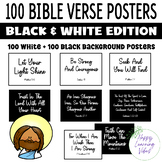 Bible Verse Posters, 100 Posters, Black and White, Christi