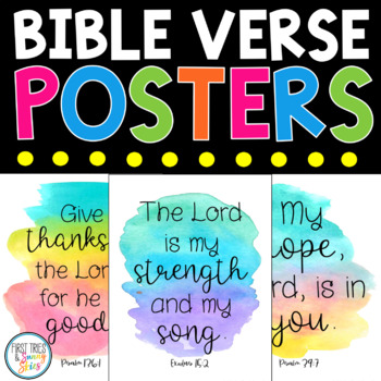 Preview of Bible Verse Posters for Kids - 60 Posters - Cute Watercolor Design