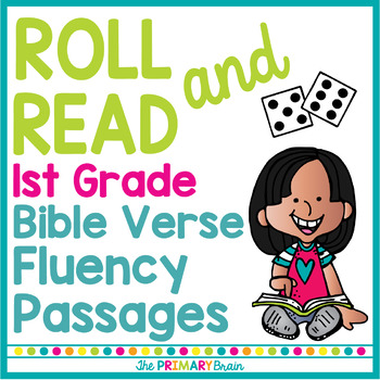 Preview of Bible Verse Roll it, Read it, and Color it Fluency Worksheets for First Grade