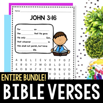 Preview of Bible Verse Search Practice Worksheets - Bundle