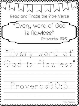 Bible Verse of the Week-Proverbs 30:5. Printable Bible Study Curriculum.