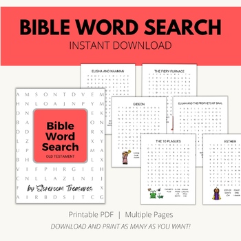 Bible Word Search for Kids Printable - Old Testament by StoreroomTreasures