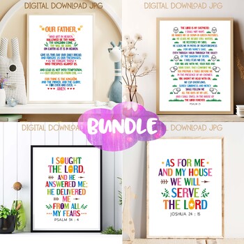 Preview of Bible memory quotes posters bundle Vol. 100. Sunday school wall decor