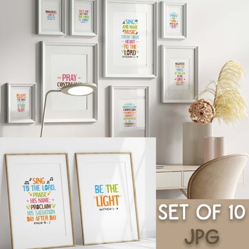Preview of Bible memory verses posters bundle. Catholic and Christian classroom decor