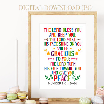 Bible quote poster wall art - The LORD bless you - Numbers 6:24-26