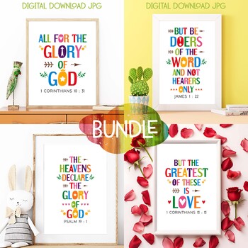 Preview of Bible quotes posters bundle Vol. 90. Sunday School Christian Classroom decor