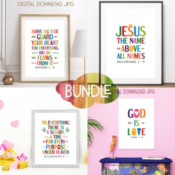 Preview of Bible quotes posters bundle vol. 92. Christian classroom scripture wall art