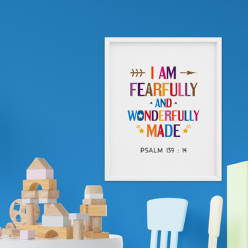 Preview of Bible verse poster. I am fearfully and wonderfully made. Psalm 139:14