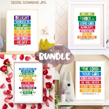 Preview of Bible verse scripture posters bundle Vol. 98. Church Sunday school wall decor