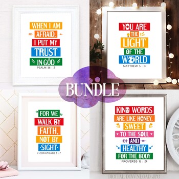 Preview of Bible verses Sunday school posters bundle Vol. 85 - Rainbow stripes