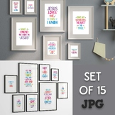 Bible verses posters bundle, set of 15. Joyful colors. Chr
