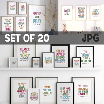 Preview of Bible verses posters bundle, set of 20. Catholic Christian school wall decor