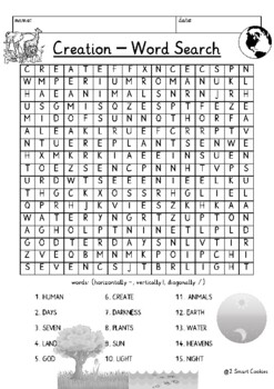 Preview of 7 Days of Creation I Story of Creation Bible Word Search Puzzle Religion