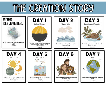 Bible Creation Story Posters - Simplistic Design Classroom Decor