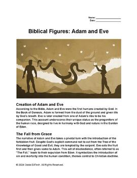 Preview of Biblical Figures: Adam and Eve Worksheet