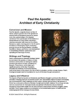 Preview of Biblical Figures: Paul the Apostle | Architect of Early Christianity Worksheet